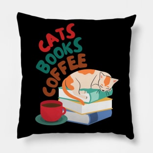 Cats, Books, & Coffee Pillow