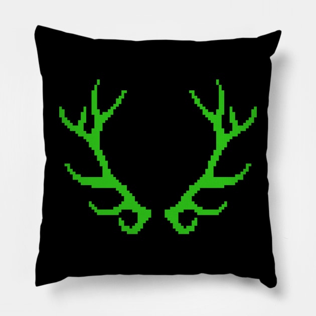 Green Pixel Antlers Pillow by PixelArtPlanet