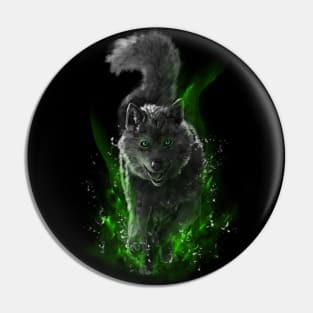 Funny wolf - green version Pin