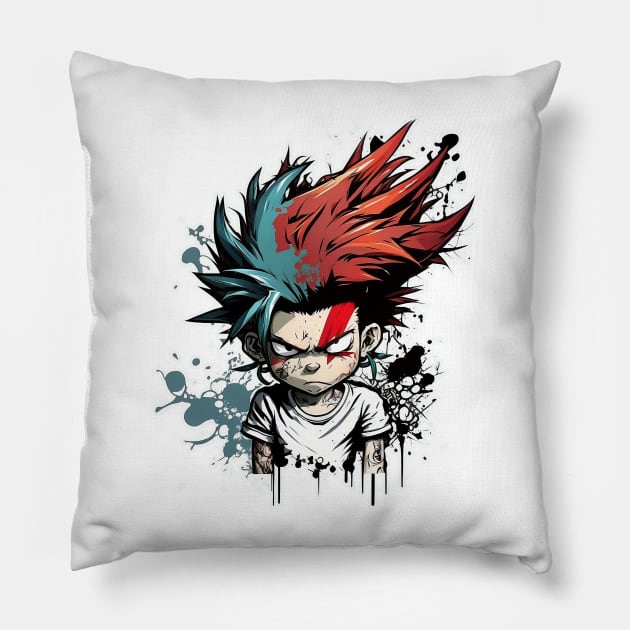 red-haired punk anime boy Pillow by MK3