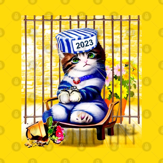 Cute and Funny Convict Kitty by KC Morcom aka KCM Gems n Bling aka KCM Inspirations