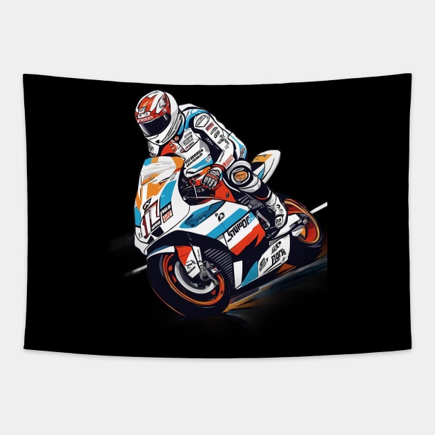 Motorbike Racing Tapestry by animegirlnft