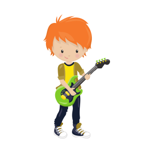 Rock Boy, Orange Hair, Band, Music, Guitar Player T-Shirt