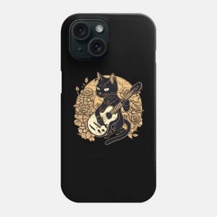 Cool Black Cat Playing Guitar - Funny Cats Phone Case