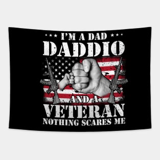 Vintage American Flag I'm A Dad Daddio And A Veteran Nothing Scares Me Happy Fathers Day Veterans Day Tapestry