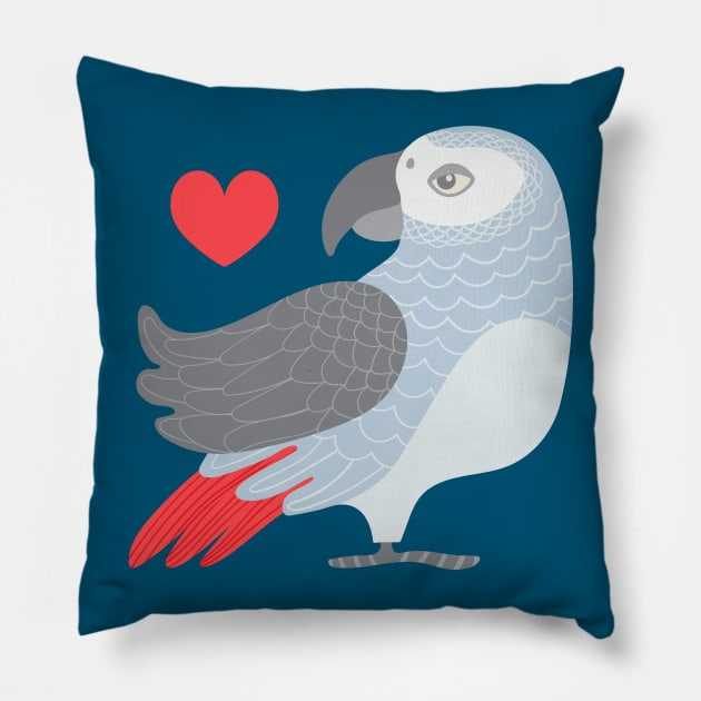 PARROT LOVE Tropical Bird with Heart - UnBlink Studio by Jackie Tahara Pillow by UnBlink Studio by Jackie Tahara