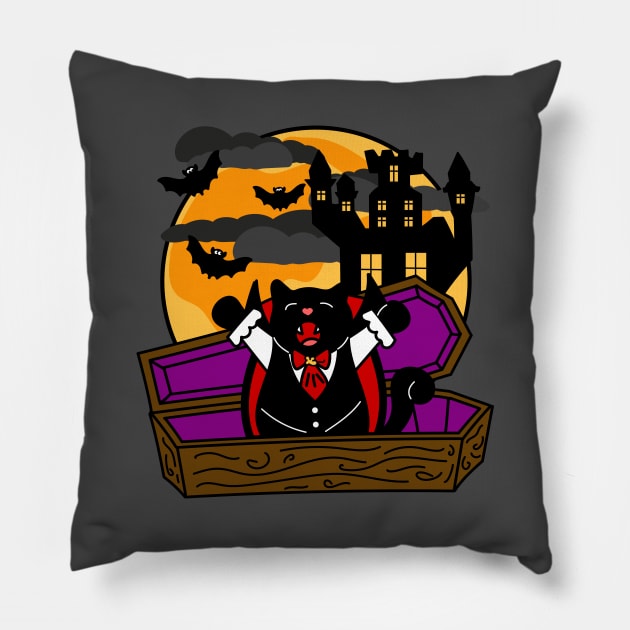 Count Cat-cula Halloween Vampire Kitty Pillow by Bitycat