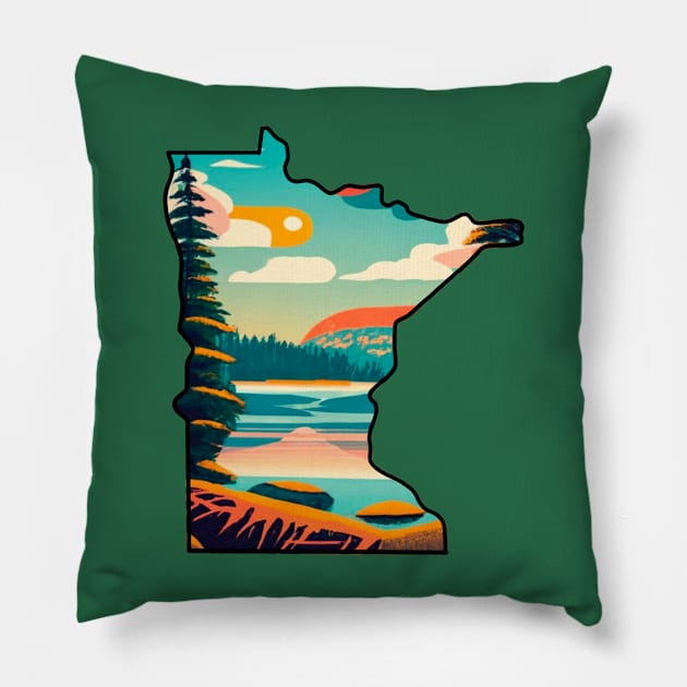 Minnesota State Nature Scene Graphic Pillow by BlueLine Design