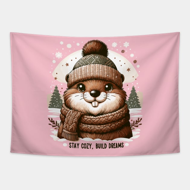 Stay Cozy, Build Dreams Tapestry by WEARWORLD