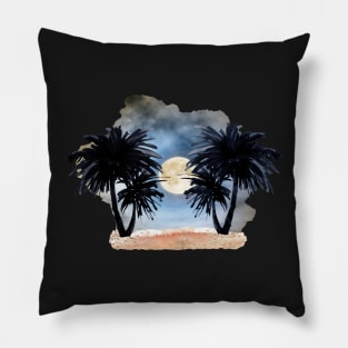 Tropical Moonlight beach night sky Pillow