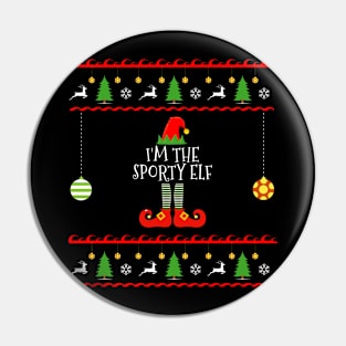 I'm The Sporty Elf Matching Family Ugly Christmas Style Design Pin