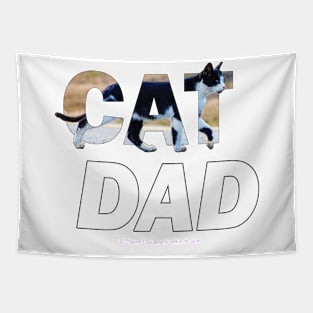 CAT DAD - black and white cat oil painting word art Tapestry