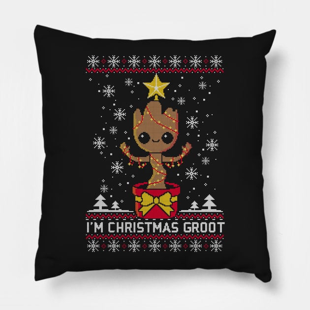 Christmas groot ugly sweater Pillow by NemiMakeit