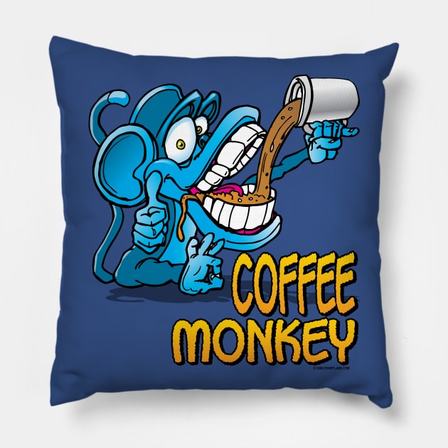 Coffee Monkey Toon Pillow by eShirtLabs