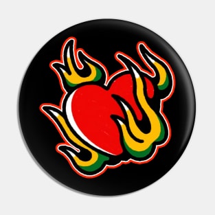 burning heart Tattoo Pin