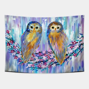 Watercolor Owls Tapestry