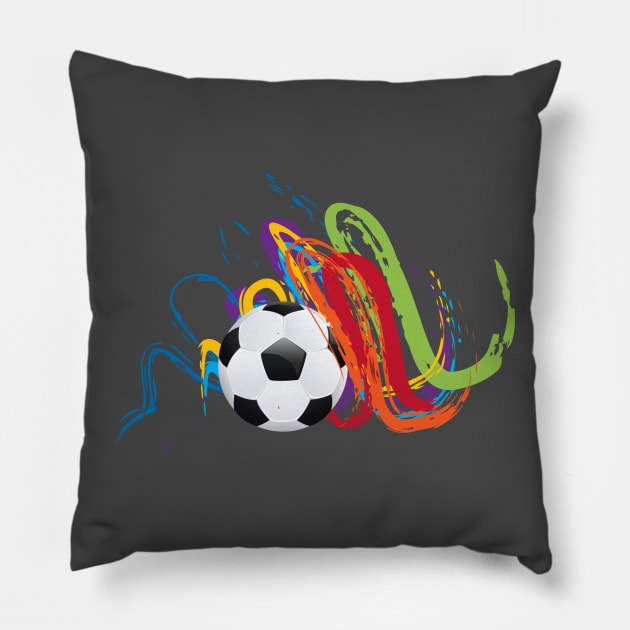 Soccer ball grunge strokes Pillow by AnnArtshock