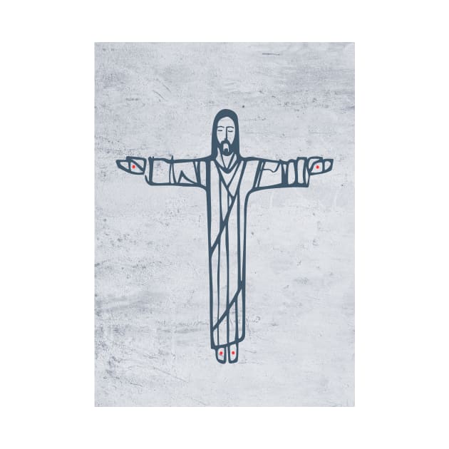 Jesus Christ with open arms illustration by bernardojbp