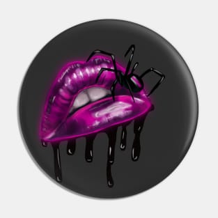 Sexy Spider Lips Goth Grunge Alt Graphic Pin