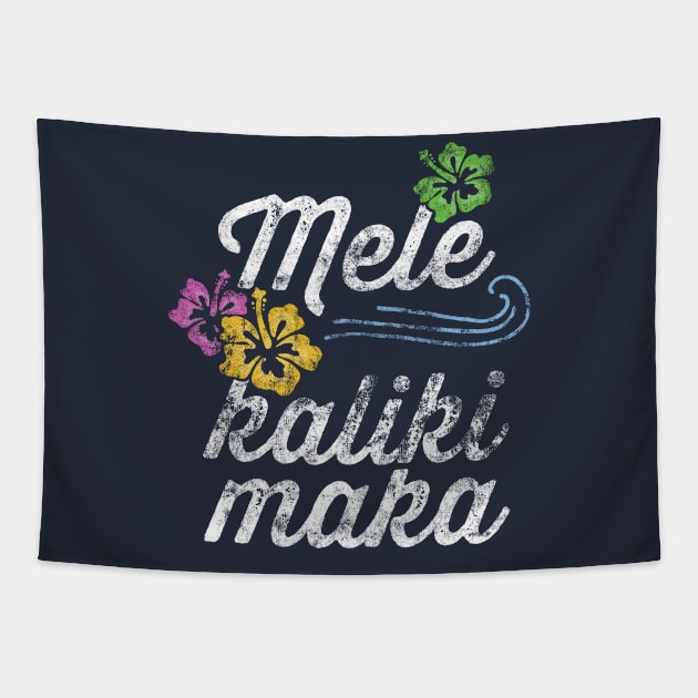 Vintage Mele Kalikimaka Hawaiian Matching Family Christmas Tapestry by 14thFloorApparel