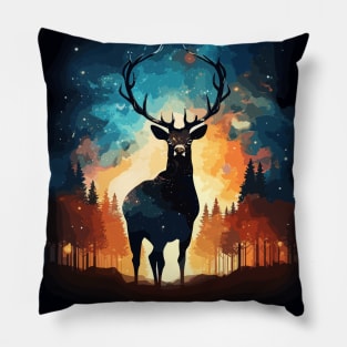 Deer Nature and Cosmos Pillow