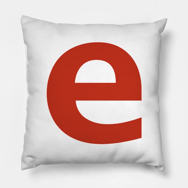 Letter e in Red Text Minimal Typography Pillow by ellenhenryart