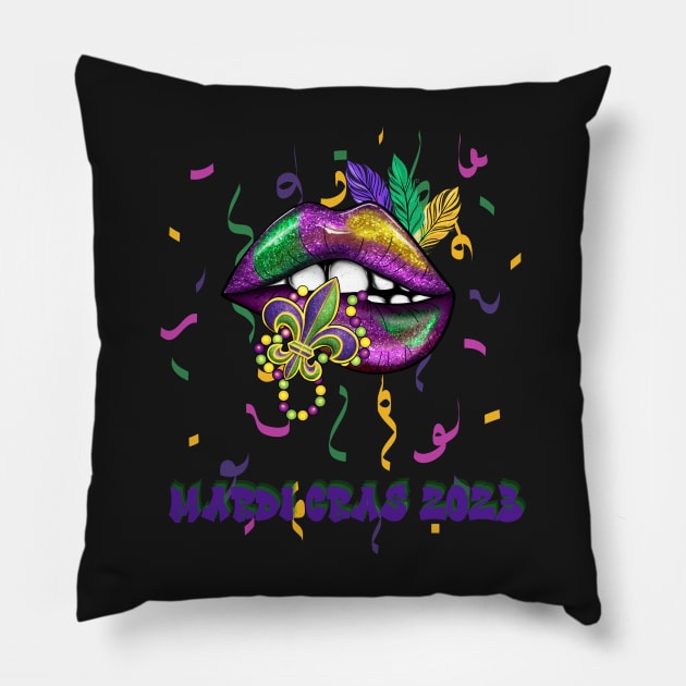 Fleur de lis 2023 Party in Nola Pillow by mebcreations