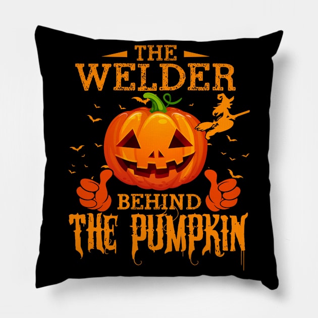 Mens The CHEF Behind The Pumpkin T shirt Funny Halloween T Shirt_WELDER Pillow by Sinclairmccallsavd