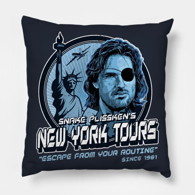 Snake Plissken's NY Tours Pillow by Alema Art