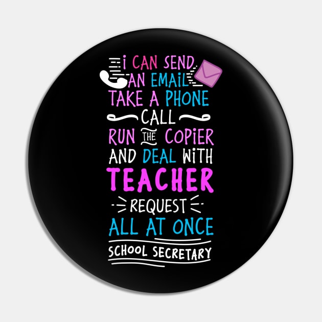 School Secretary Funny Pin by TheBestHumorApparel