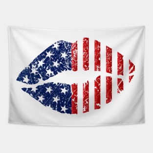 Women Lips American Flag 4th Of July Proud Tie Dye Tapestry