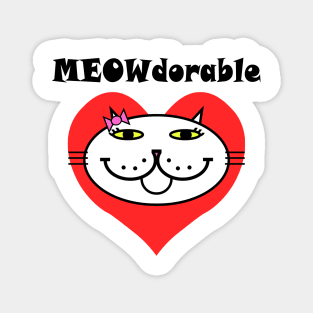 MEOWdorable - PURRty Kitty Face on a Red Heart Magnet