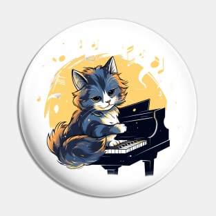 Cat playing piano Pin