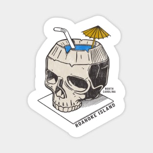 Roanoke Island, NC Summertime Vacationing Skull Drink Magnet