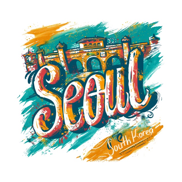 Seoul Retro South Korea t-shirt by GreenMary Design