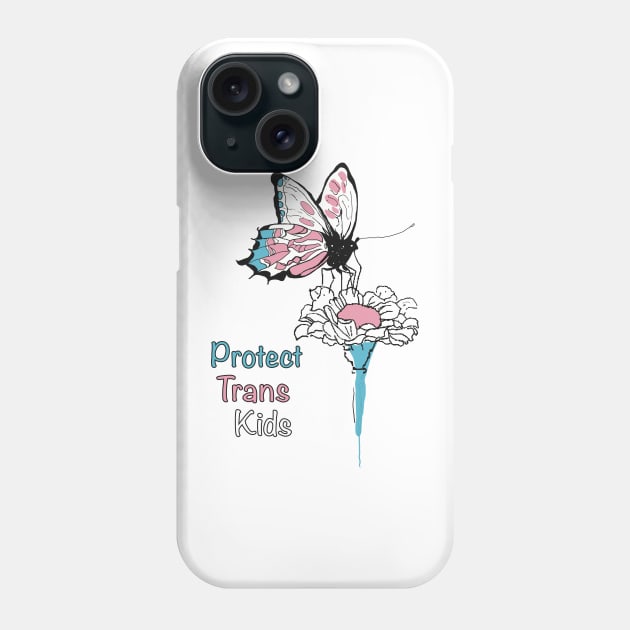 Protect Trans Kids Butterfly on Flower t-shirt Phone Case by Peaceful Pigments