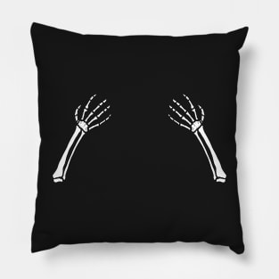 Skeleton hands holding on Pillow