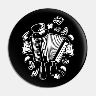 Cartoon Accordion T-Shirt Fun Polka Music Instrument Pin