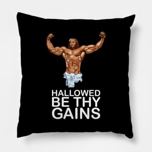 Hallowed be thy gains - Swole Jesus - Jesus is your homie so remember to pray to become swole af! - Dark Pillow