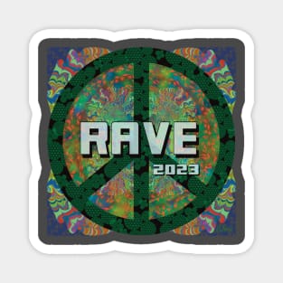 Peace sign with green flower of life - Rave 2023 Magnet