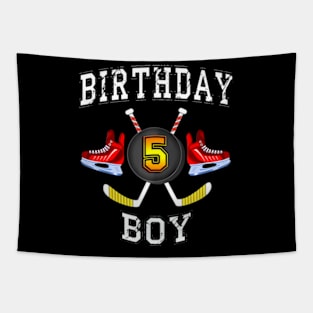 5Th Birthday Boy Ice Hockey 5 Years Old Kid Tapestry