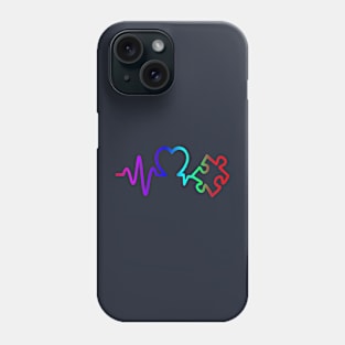 Heartbeat, Love ,Puzzle Piece for autism awareness Phone Case