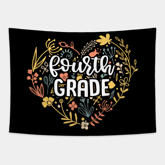 Fourth Grade Floral Heart Back To School Tapestry by Marcelo Nimtz