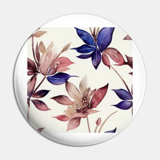 Floral Dusty Pink and Royal Blue Purple Watercolor Pin