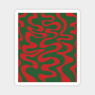 Swirl, Liquid, Line Pattern in Christmas Holidays Green and Red Magnet