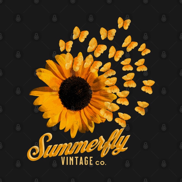 SUNFLOWER & Butterflies - Summerfly Vintage by Off the Page