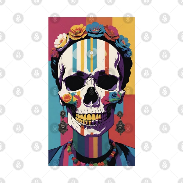 Frida's Striped Sugar Skull: Illustrated Tribute by FridaBubble