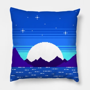 Blue Night In The Moonlit Sea Pillow