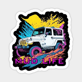 Mud life rider vintage retro design. Magnet