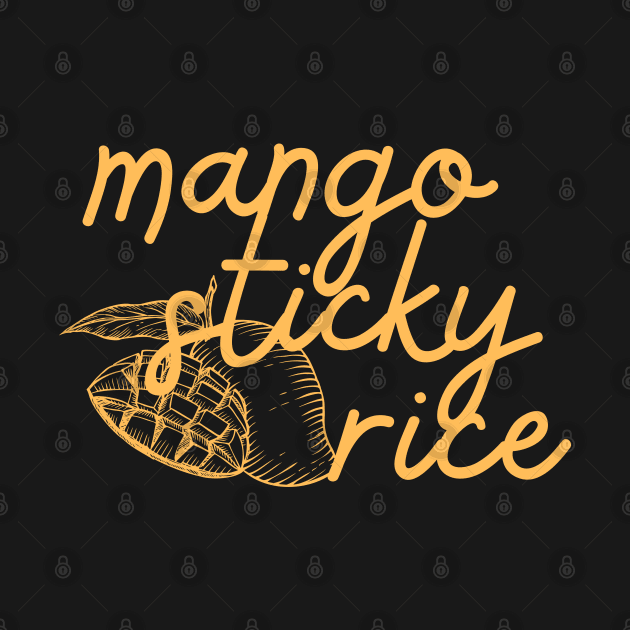 mango sticky rice - Thai mango yellow orange - with sketch by habibitravels